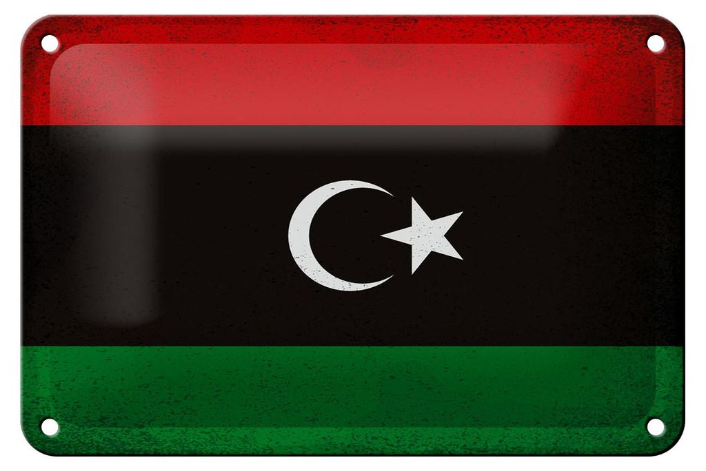 Blechschild Flagge Libyen 18x12cm Flag of Libya Vintage Dekoration