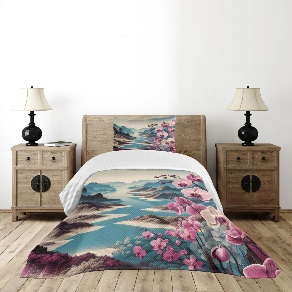 Trapuntino Leggero Abakuhaus 170x220 Scogliere e Orchidee