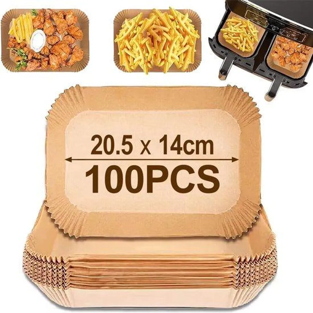 Feuilles de protection Airfryer double bac - Papier cuisson 100 unités
