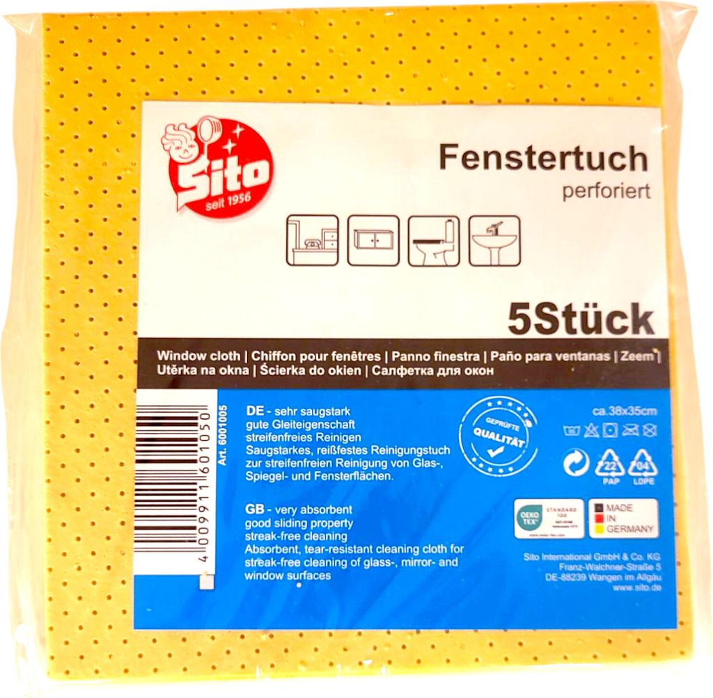 Sito Fenstertuch perforiert 5 Stck. gelb Reinigungstuch Produktbild 