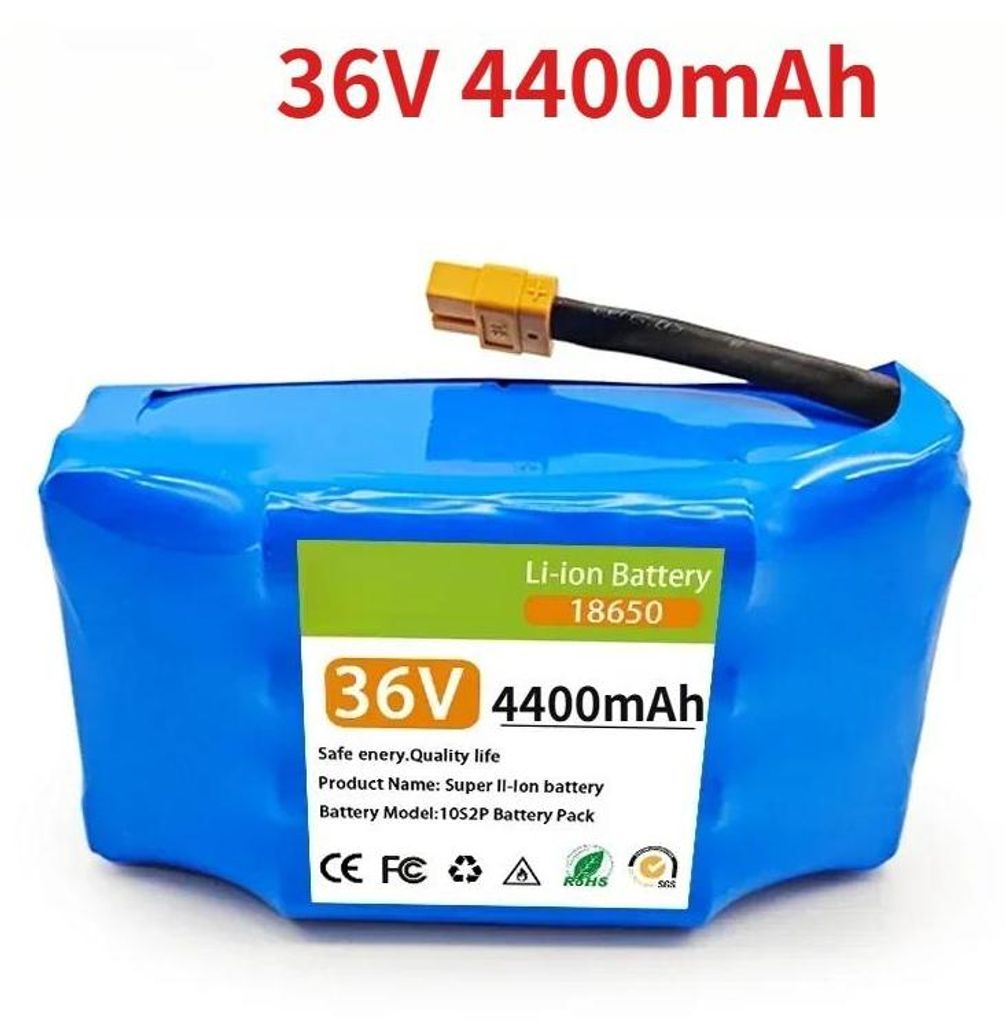 36V Lithium-Ionen-Akku - 10S2P 18650 Akku Pack - 4400mAh Kapazität - Wiederaufladbar - Für E-Scooter, Hoverboard, Self-Balancing Einrad - 36V 440...
