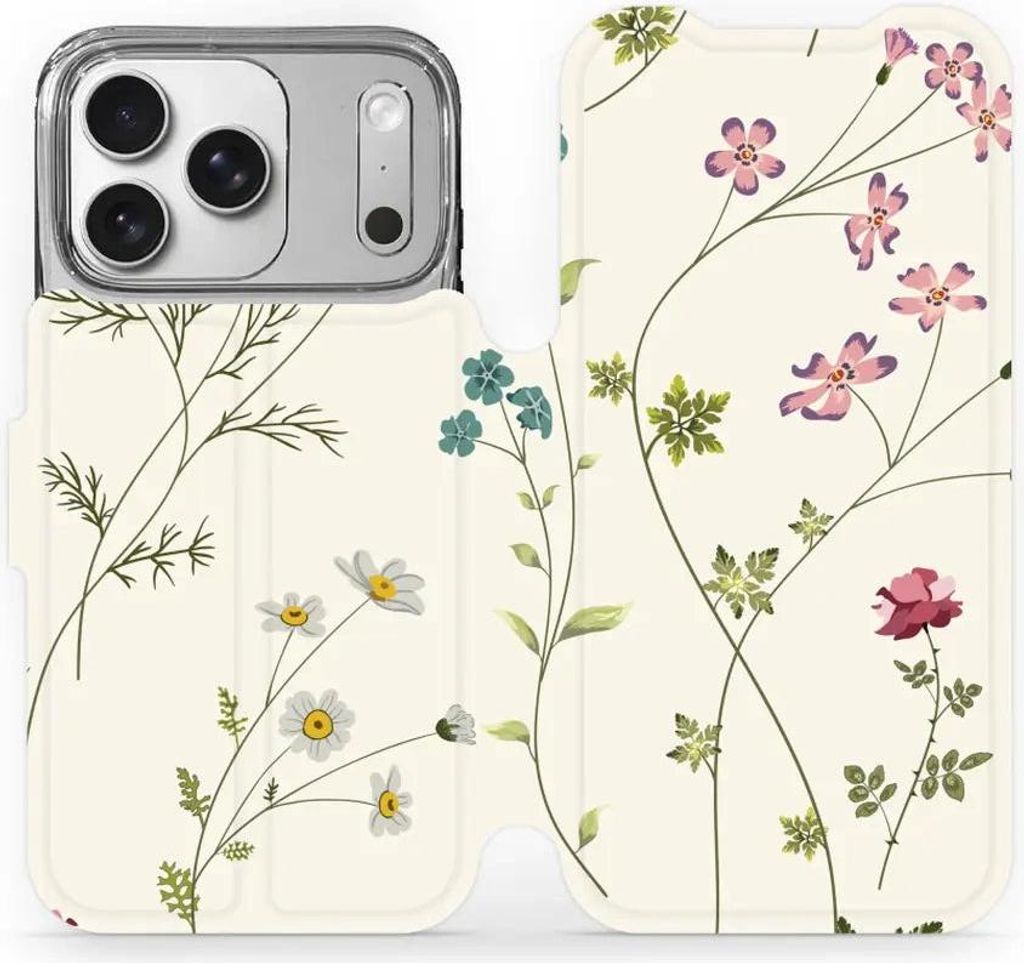 Handyhülle mit klappe für iPhone 17 Pro, Mobiwear Book, Feldblumen