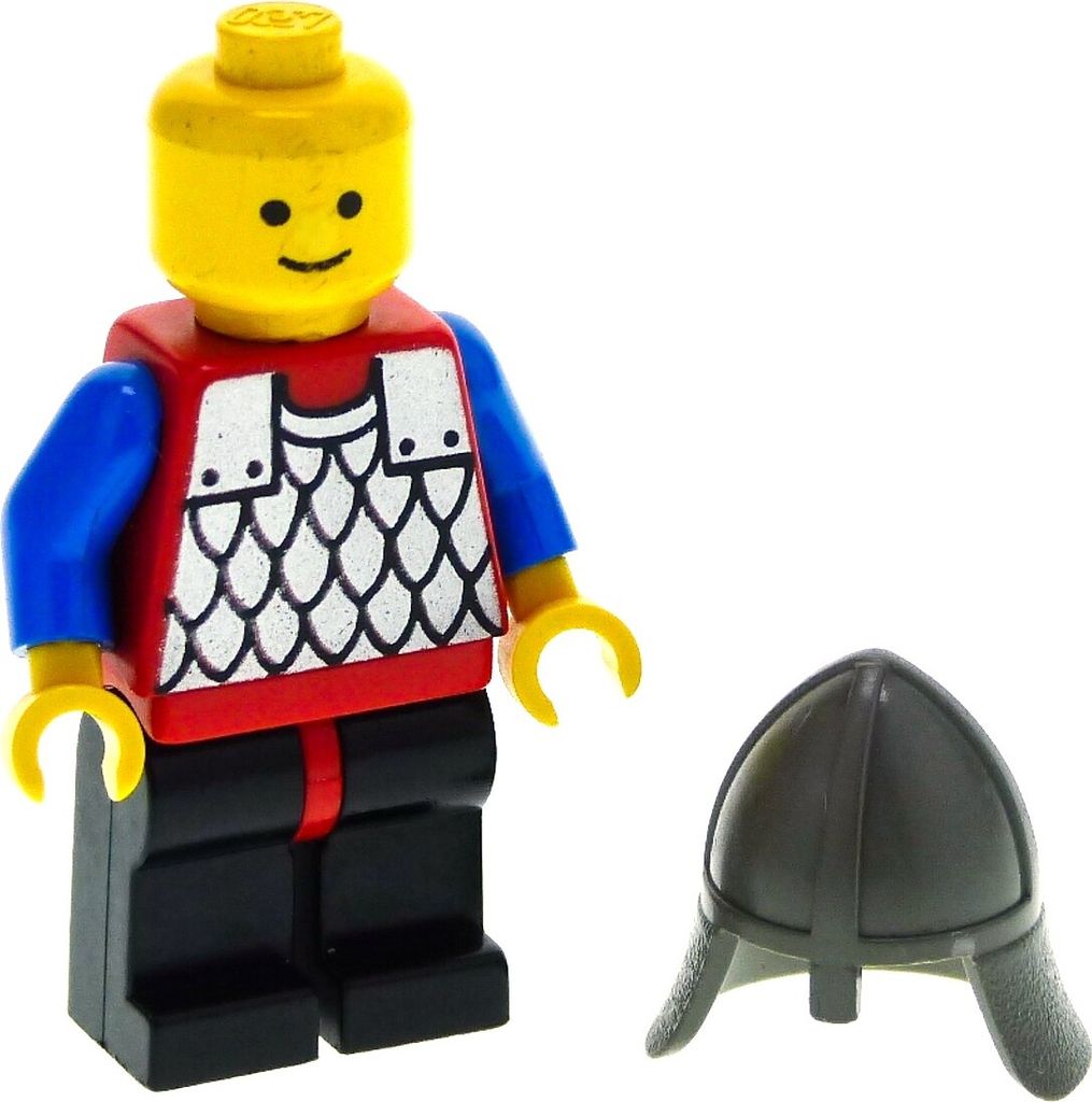 1x Lego Minifigur Ritter Black Knights rot Kettenhemd Helm Produktbild 
