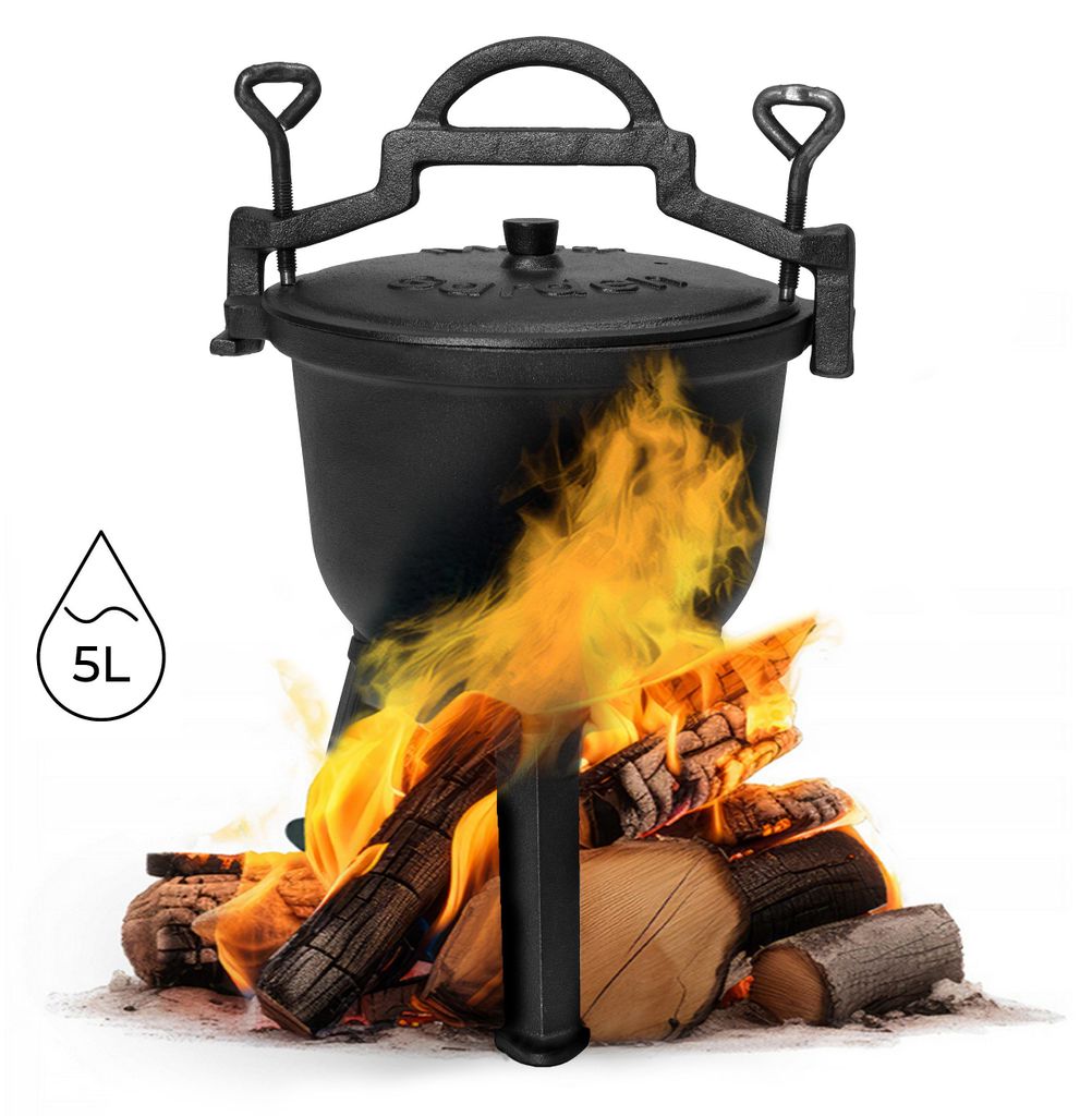 Marmite en fonte sur pied 5 L, marmite de chasse, feu de Image du produit 