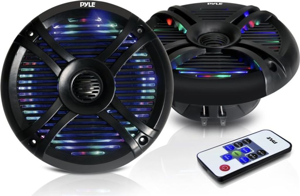 Pyle Outdoor Lautsprecher Boxen– Speaker– Box Wasserdicht 250W, 2-Wege Lautsprecher Passiv mit LED-Lichtern, Aufbaulautsprecher leicht Installi...