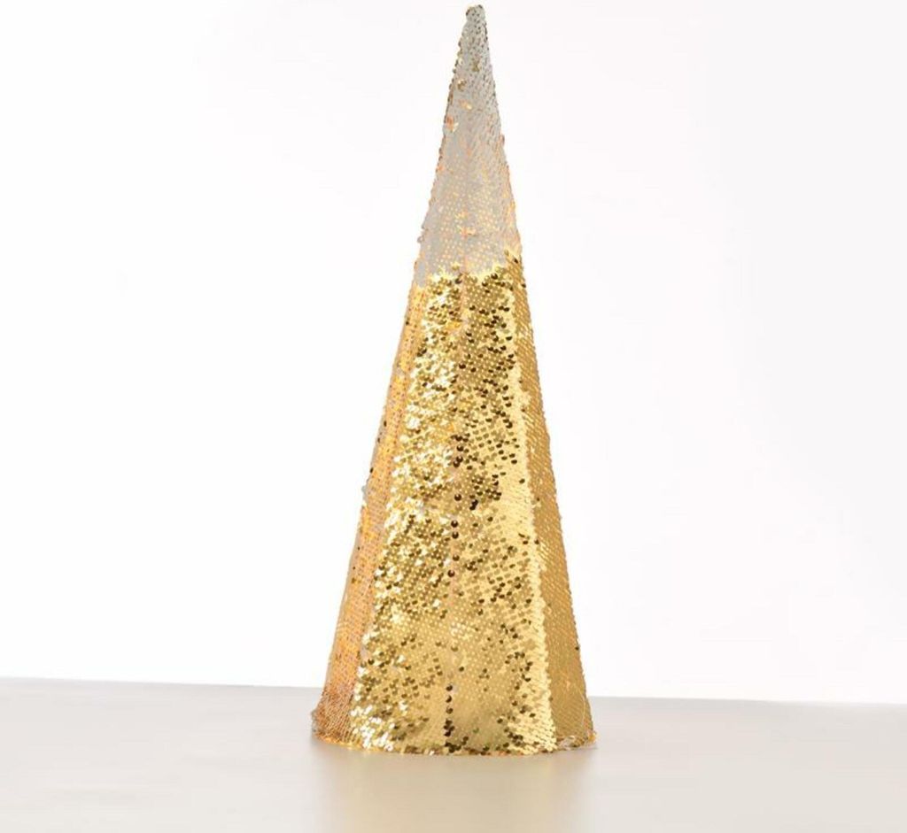 ACA Dekorativer, champagnerfarbener und weißer Zierkegelbaum mit 20 WW LEDs, batteriebetrieben (3xAA), Schutzart IP20, Durchmesser 18,5 x 50 cm, X...