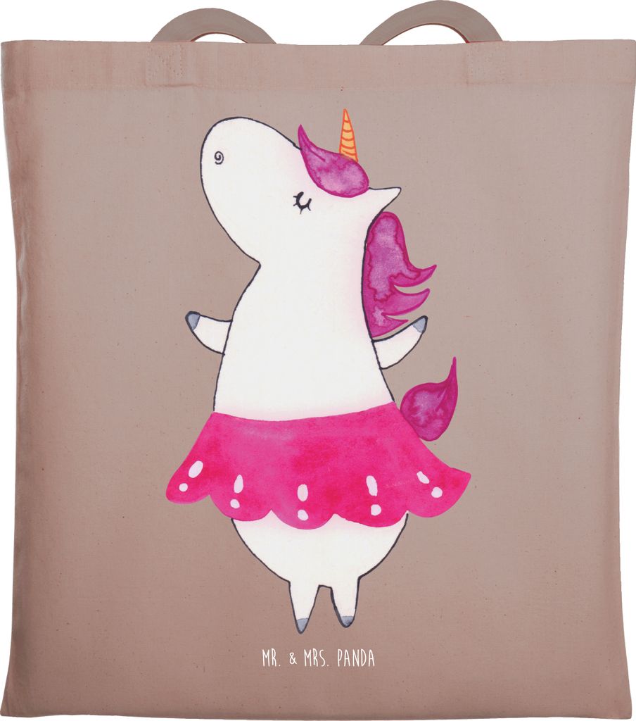 Mr. & Mrs. Panda canvas tasche Einhorn Ballerina - Braun Pastell - Geschenk, Einhörner, Wohnung, Party, Schultasche, festival, Geburtstag, Unicorn...