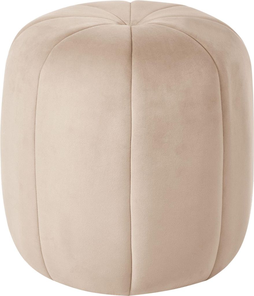BELIANI Pouf Beige Samt Rund 40 x 40 x 46 cm Knopfheftung Modern r Look Wohnzimmer Schlafzimmer Deko Sitzhocker Fußhocker