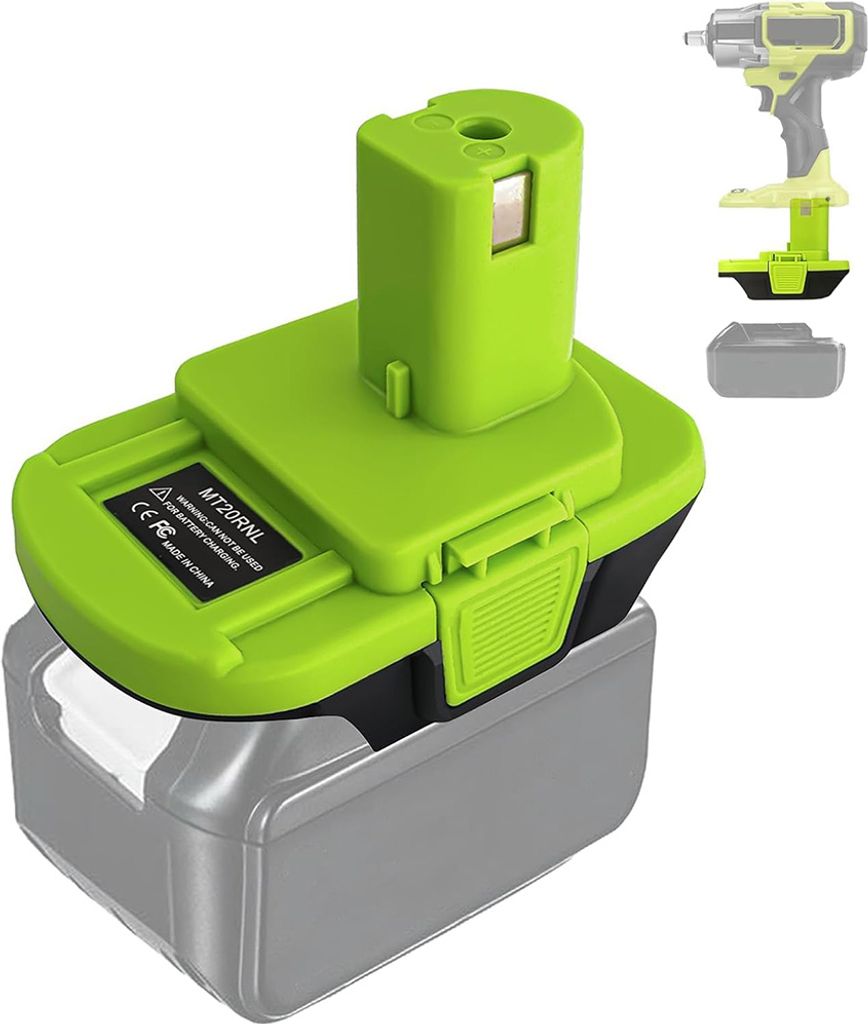 Akku Adapter Konverter für Makita 18V Akkus, um Elektrowerkzeuge Geräte von Ryobi 18V Akkus zu treiben grün(Ohne Akku)