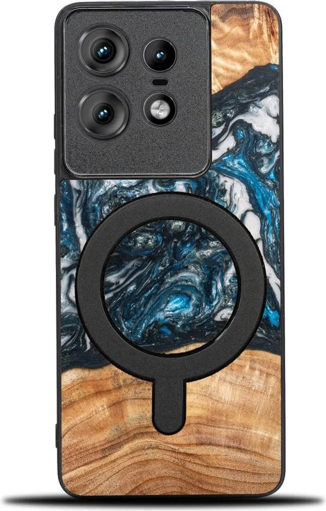 Motorola Edge 50 Pro Cover Legno MagSafe Bewood Unique Planets Earth