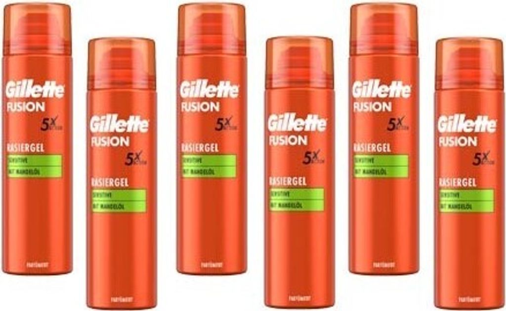 6x Gillette Fusion Sensitive scheergel 200 ml