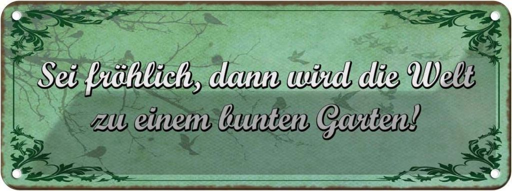 vianmo Blechschild 10x27 cm Sei fröhlich Welt bunter Garten Spruch Zitat