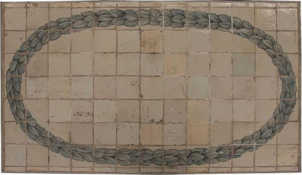 Casa Padrino Luxus Barock Mosaik Fliesen Tischplatte Beige / Mehrfarbig / Grün - Verschiedene Größen - Handgefertigte & Handbemalte Naturstein E...