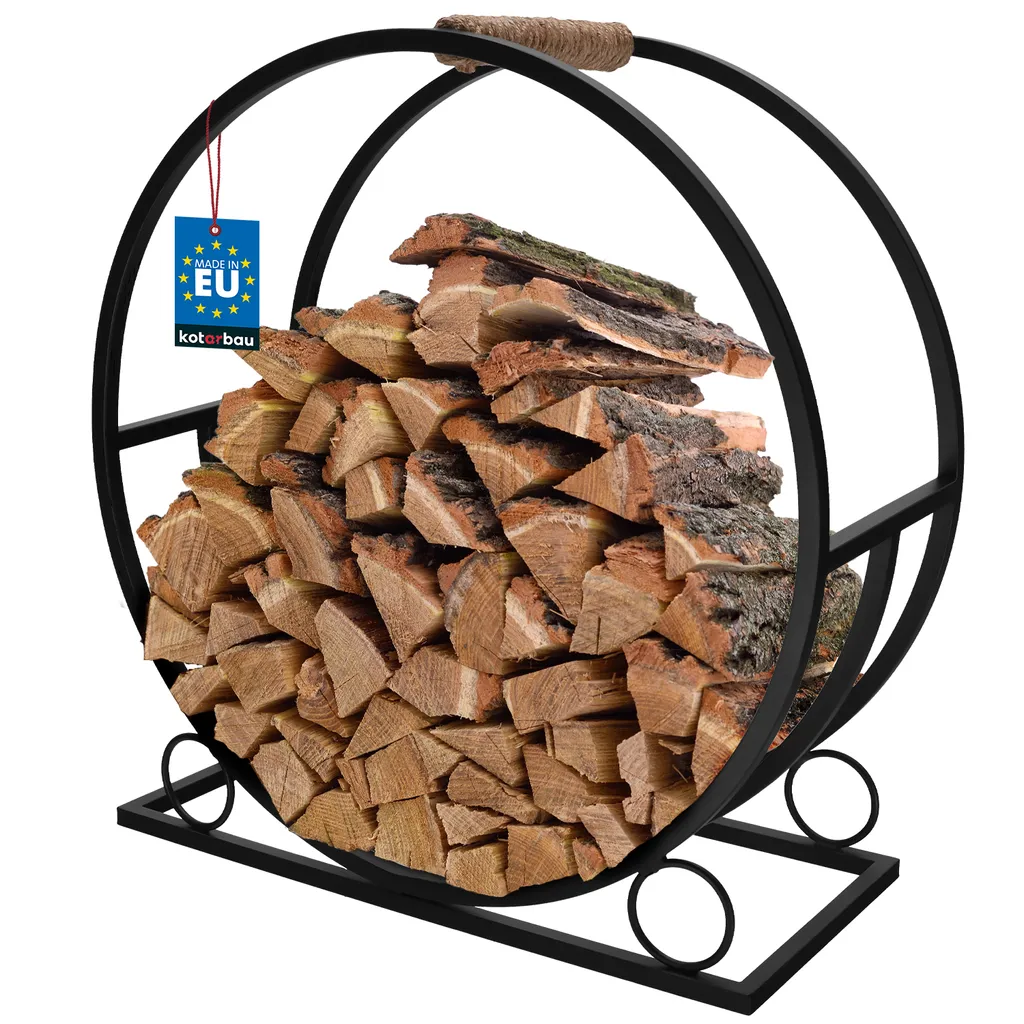 Rastrelliera Decorativa KOTARBAU® Porta Legna Nero 60x60 Acciaio Loft