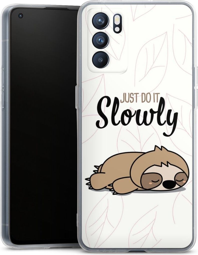 DeinDesign Handyhülle für Oppo Reno 6 5G Silikon Hülle Case Smartphone Schutzhülle Faultier Tiere lazy sunday