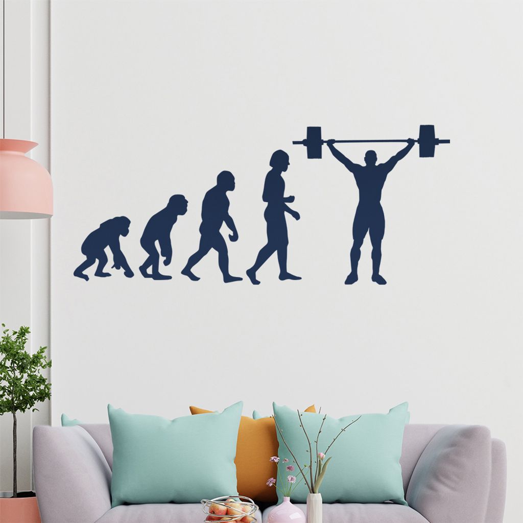 KIWISTAR Evolution Gewichtheber Charles Darwin Wandtattoo in 6 Größen - Wandaufkleber Wall Sticker - Dekoration, Küche, Wohnzimmer, Schlafzimmer...