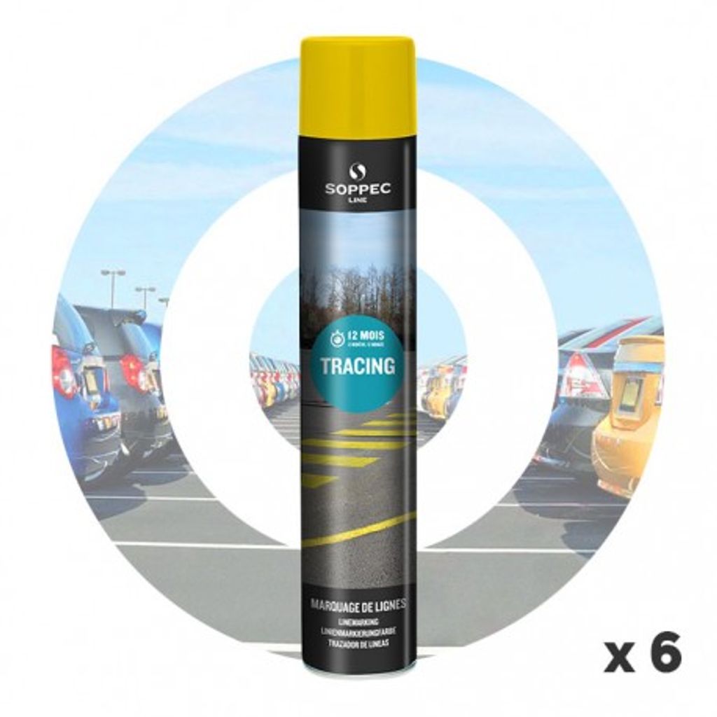 6x Tracing Linienmarkierspray 750ml Straßenmarkierung Parkplatzmarkierung Soppec Gelb