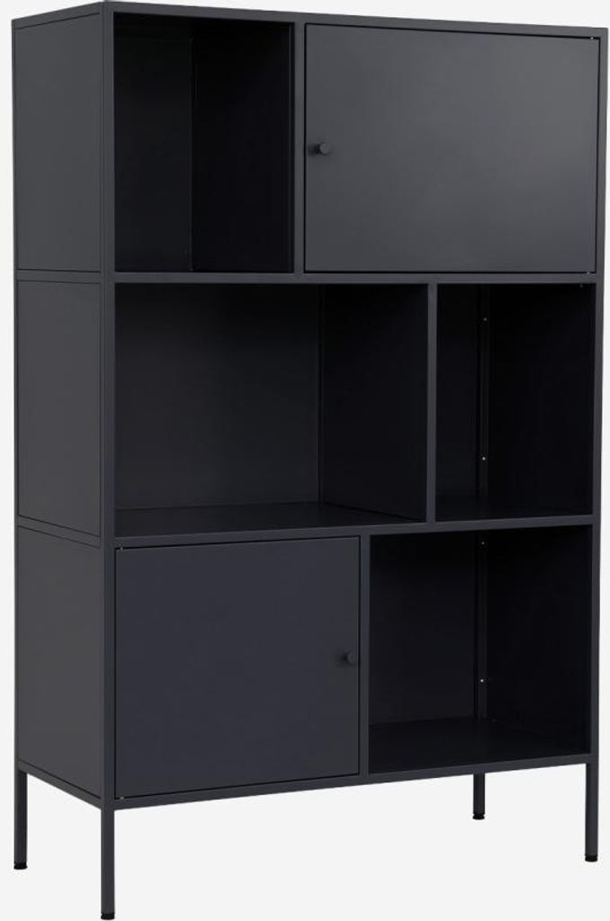 sweeek - Sideboard, industrielles Aufbewahrungsmöbel aus Stahl mit 6 Stauräumen - Schwarz