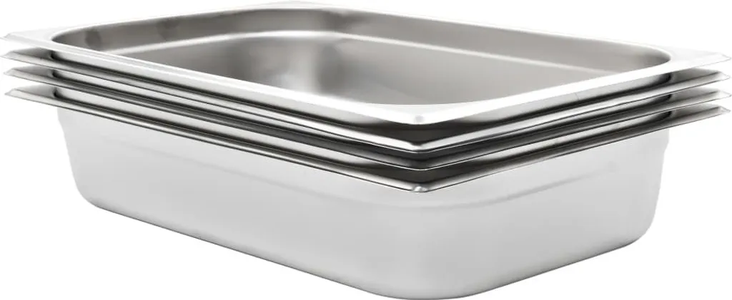 4 Bacs Inox Gastronorm GN 1/1 Profondeur 100mm Durabilité Professionnelle