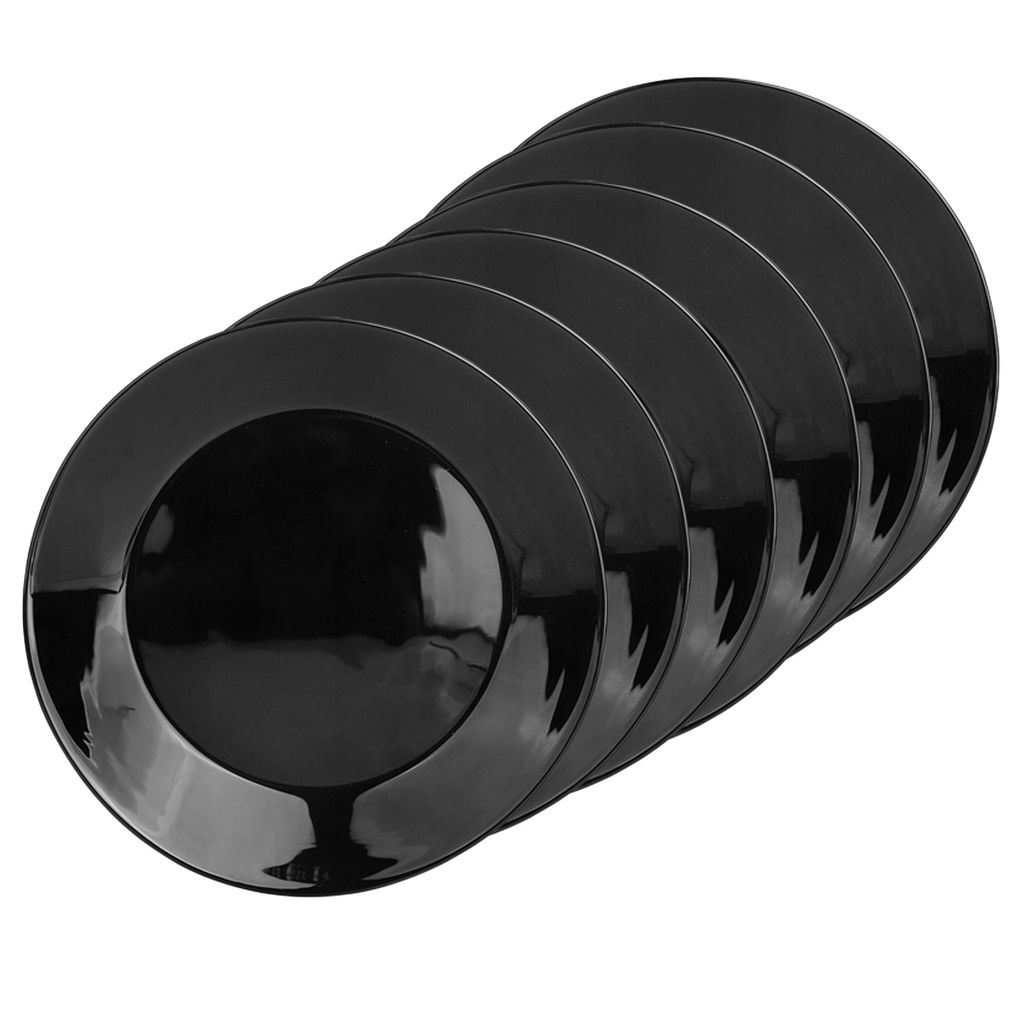 6x Dessertteller 19 cm schwarz gehärtetes Glas SONIA FESTA ITALIA – Teller für Kuchen, Salat, Snacks