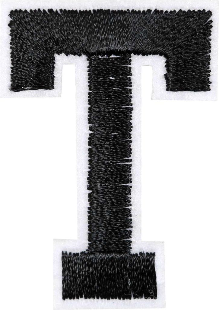 1 Buchstaben Aufbügler, 15-43x45mm, Applikation, Aufnäher, schwarz, Buchstaben & Zeichen:T