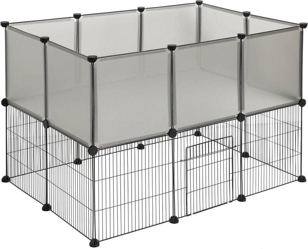 Happyment Tiergehege Dodo – Extra hoch – Verstellbares Tiergehege – Kaninchengehege – Hühnergehege – Welpengehege – Katzengehege – N...