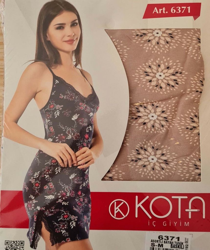 Damen Nachthemd Tunika Pyjama Schlafanzug Braun S-M  mit Produktbild 