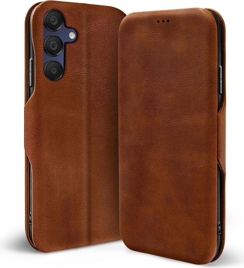 Conie Retro Klapp Tasche für Samsung Galaxy A35 5G Kartenfach Hülle Rundumschutz in Braun