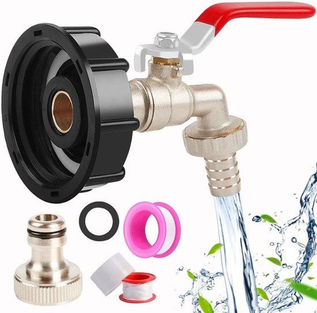 IBC-Accessoires für 1/2 Zoll Messing IBC-Tank-Anschluss - IBC-Regenwasser-Adapter für S60x6-Wasserbehälter 1000L - IBC-Tank-Adapter für Gartenh...