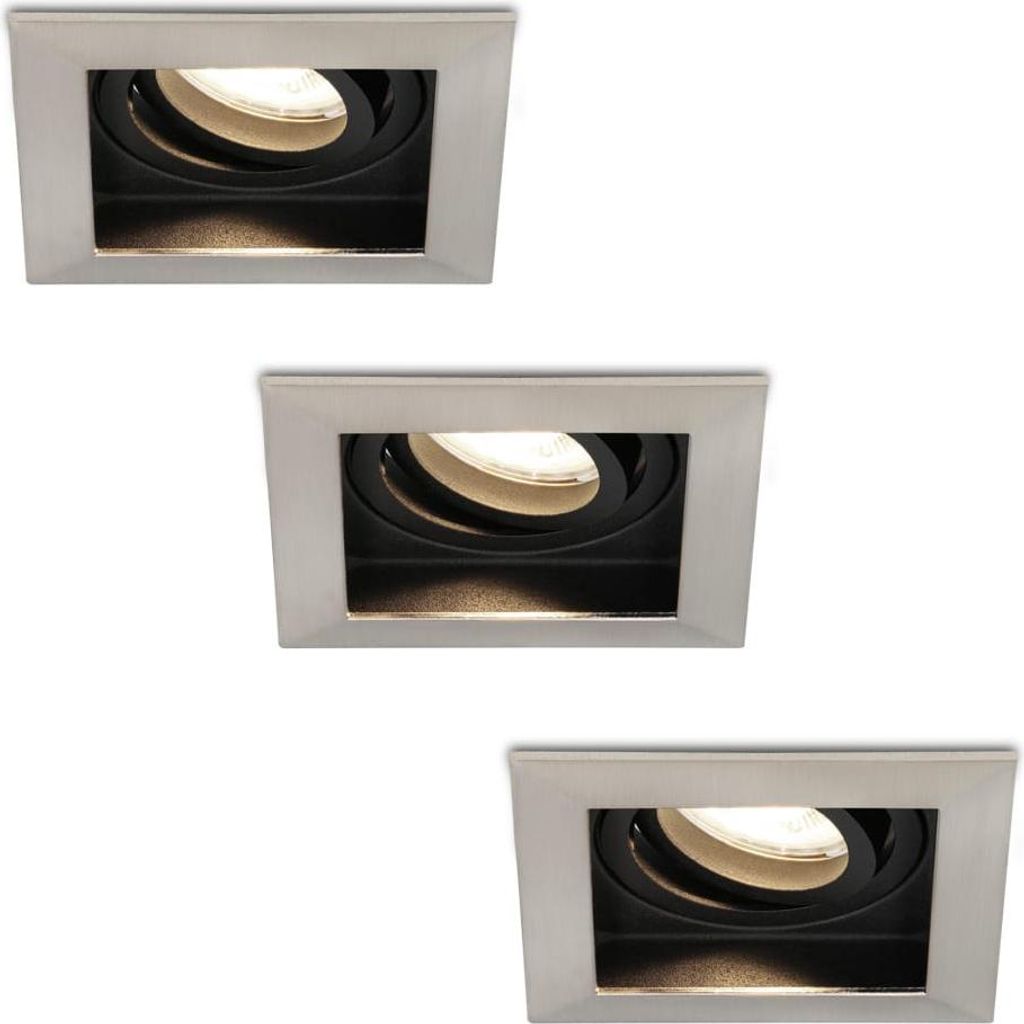 hoftronic LED Einbaustrahler 4W 4000K GU10 schwenkbar Edelstahl 3er Set