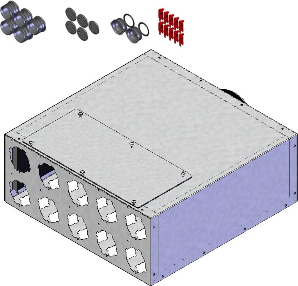Helios FRS-VK 10-75/160 Verteilerkasten 10 x DN75, 1 x DN160