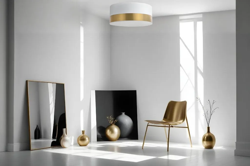 Plafonnier Elegance Plexiglas Blanc et Or 40cm E27 pour Salon Chic - 4