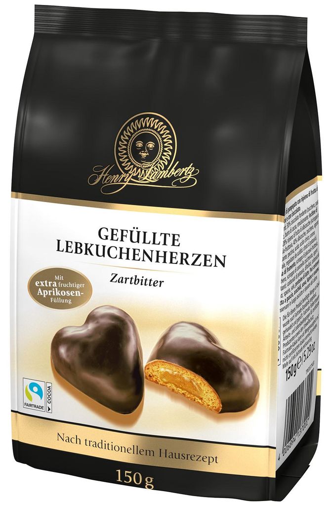 Henry Lambertz Gefüllte Lebkuchenherzen Zartbitter 150g Produktbild 