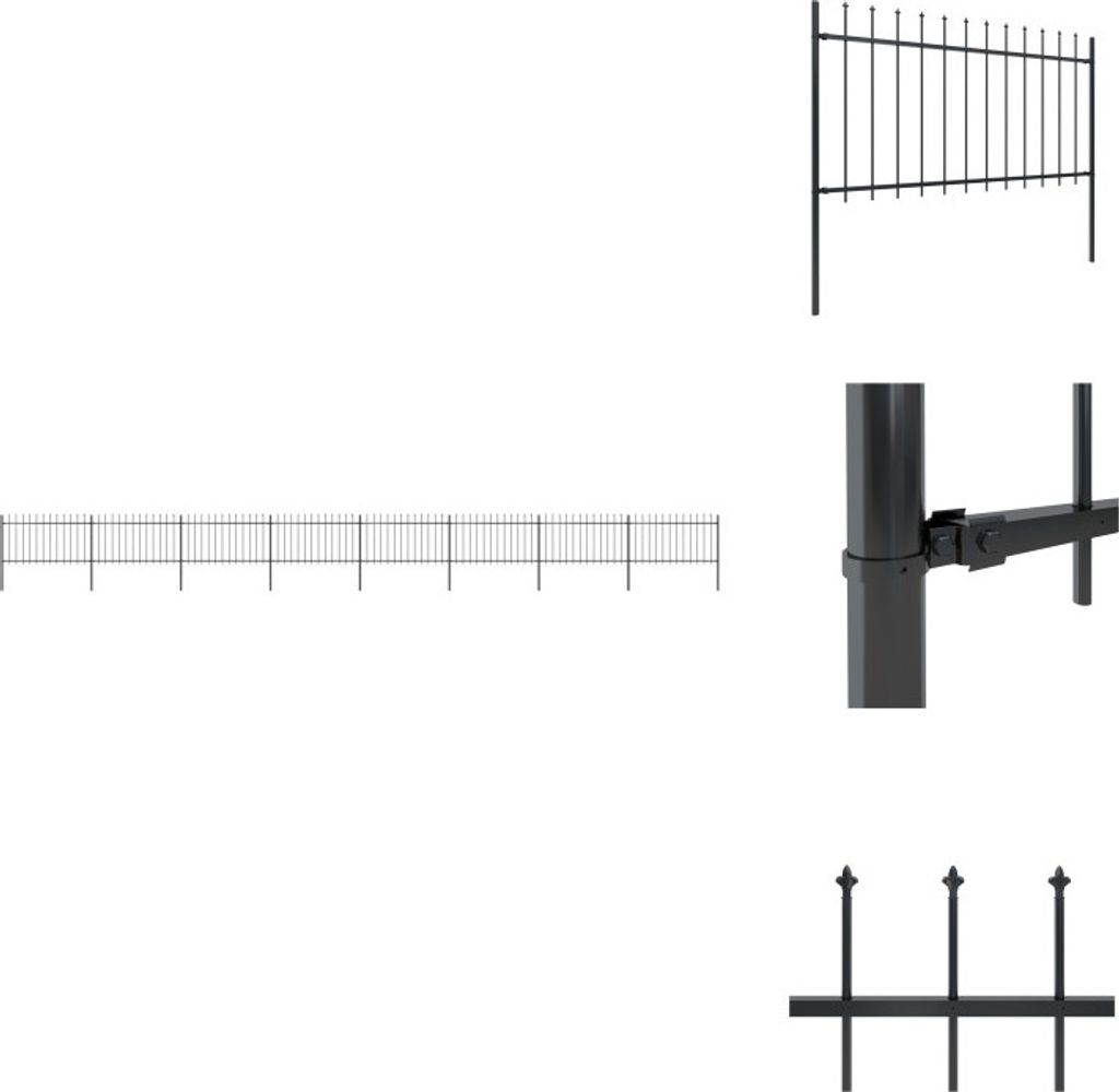 vidaXL Gartenzaun mit Speerspitzen Stahl 13,6 x 1 m Schwarz - Zaunfelder