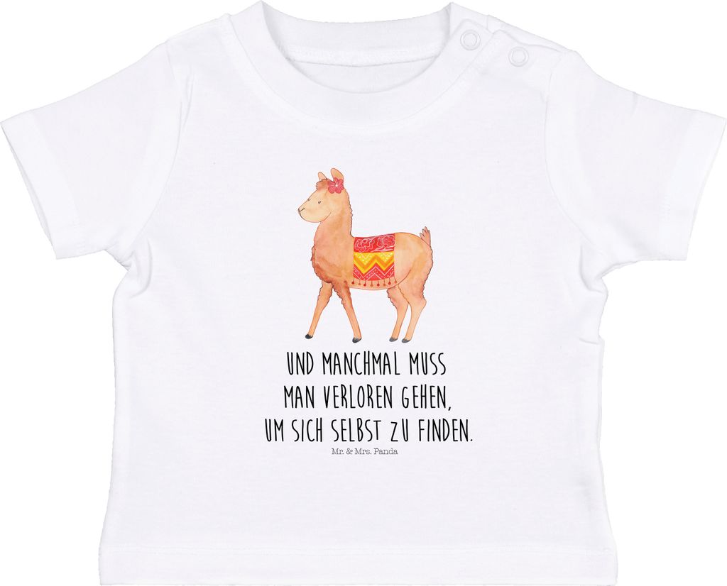 Mr. & Mrs. Panda T-Shirt Alpaka Stolz 0. - 6. Monat - Weiß - Geschenk, Baby Baumwollshirt, Organic Shirt, Lama, Kinder, Baumwolle, Babyshirt