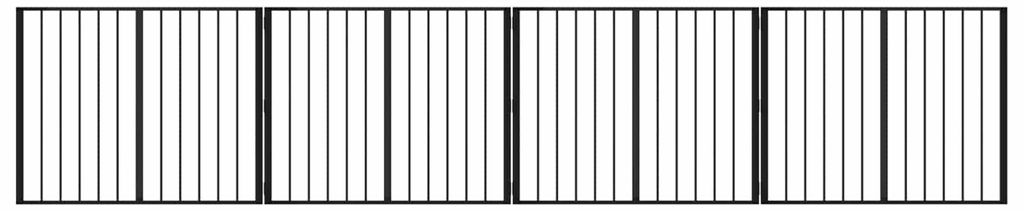 Hundetor 4 pcs Schwarz 100 x 80 cm Verzinkter Stahl