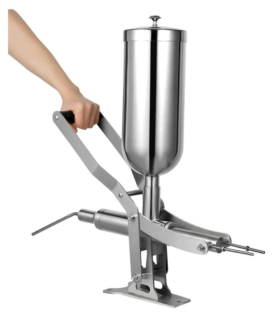 Manueller Donut Füller aus 304 Edelstahl 5L Kapazität Donut Füllmaschine mit 4 Füllrohren für Churros Cremefüllung Marmelade Gebäck Bäckere...