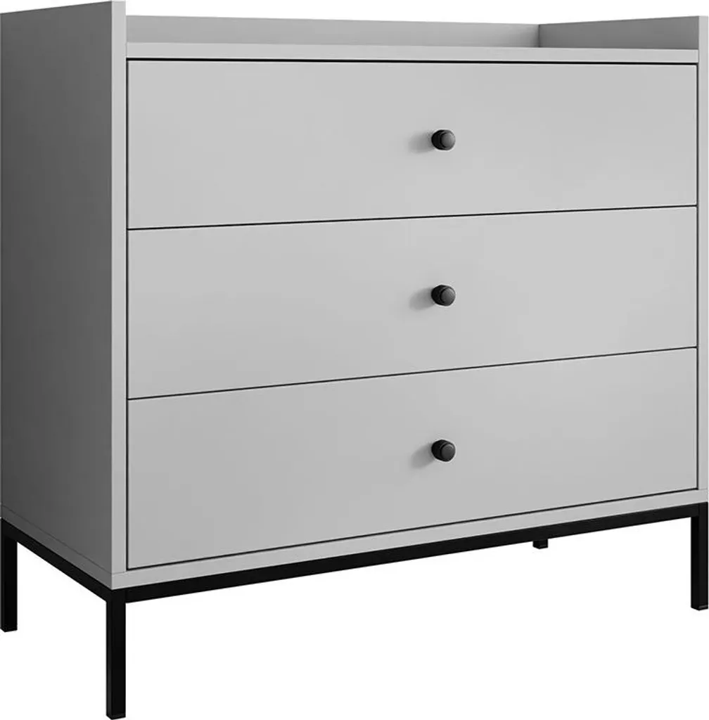 Best Mobilier Filipo Commode Gris 80 cm - Meuble de Rangement Design
