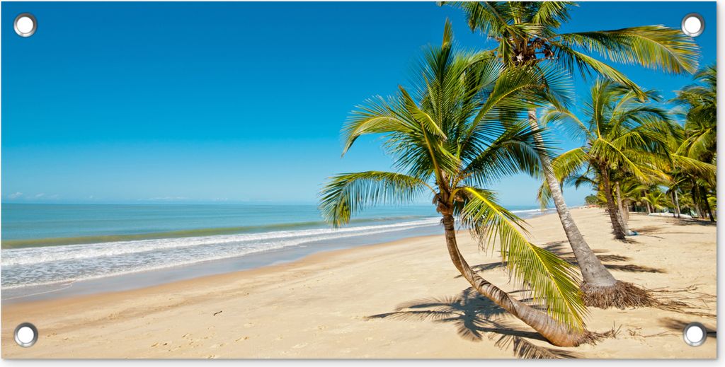 MuchoWow 60x30 cm Outdoor-Poster Gartendeko Sichtschutz Garten Poster für den Garten Strand - Meer - Palme