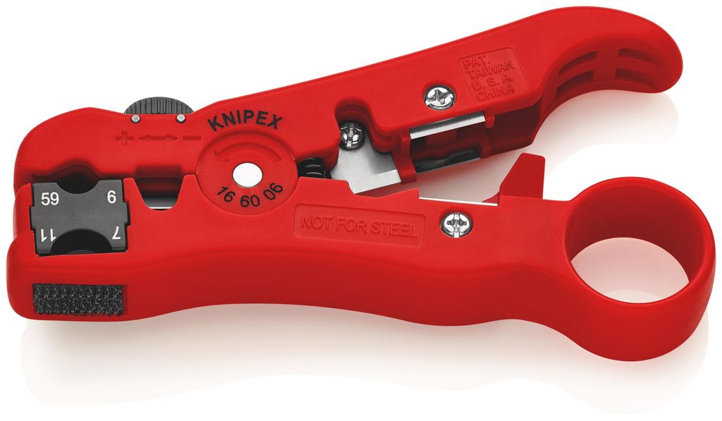 KNIPEX 16 60 06 SB Abisolierwerkzeug für Koaxial- und Datenkabel 125 mm