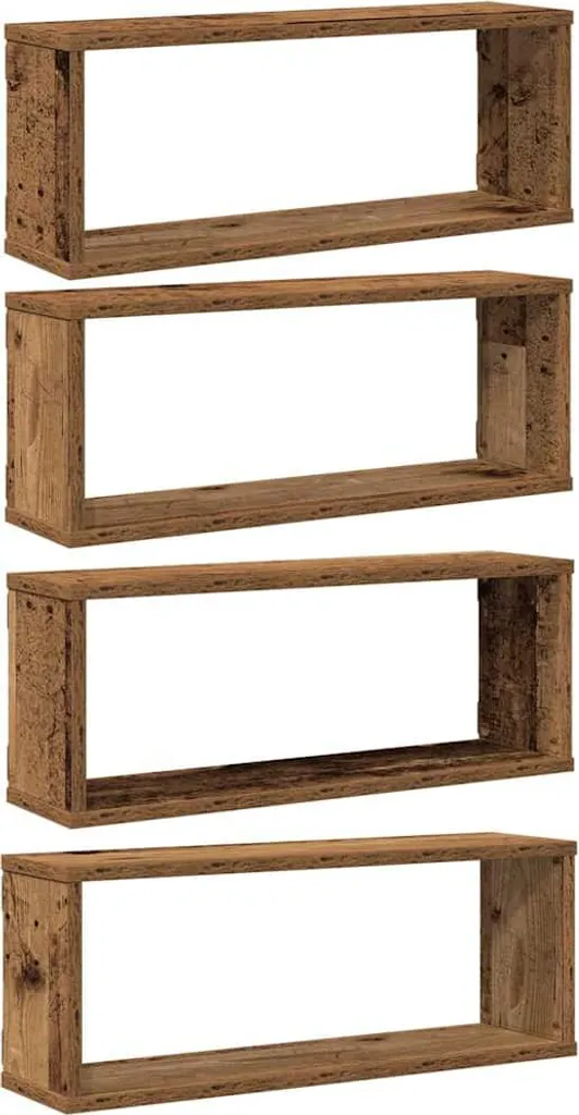 Arredo Parete: Set 4 Mensole a Cubo vidaXL Effetto Legno 60x15x23