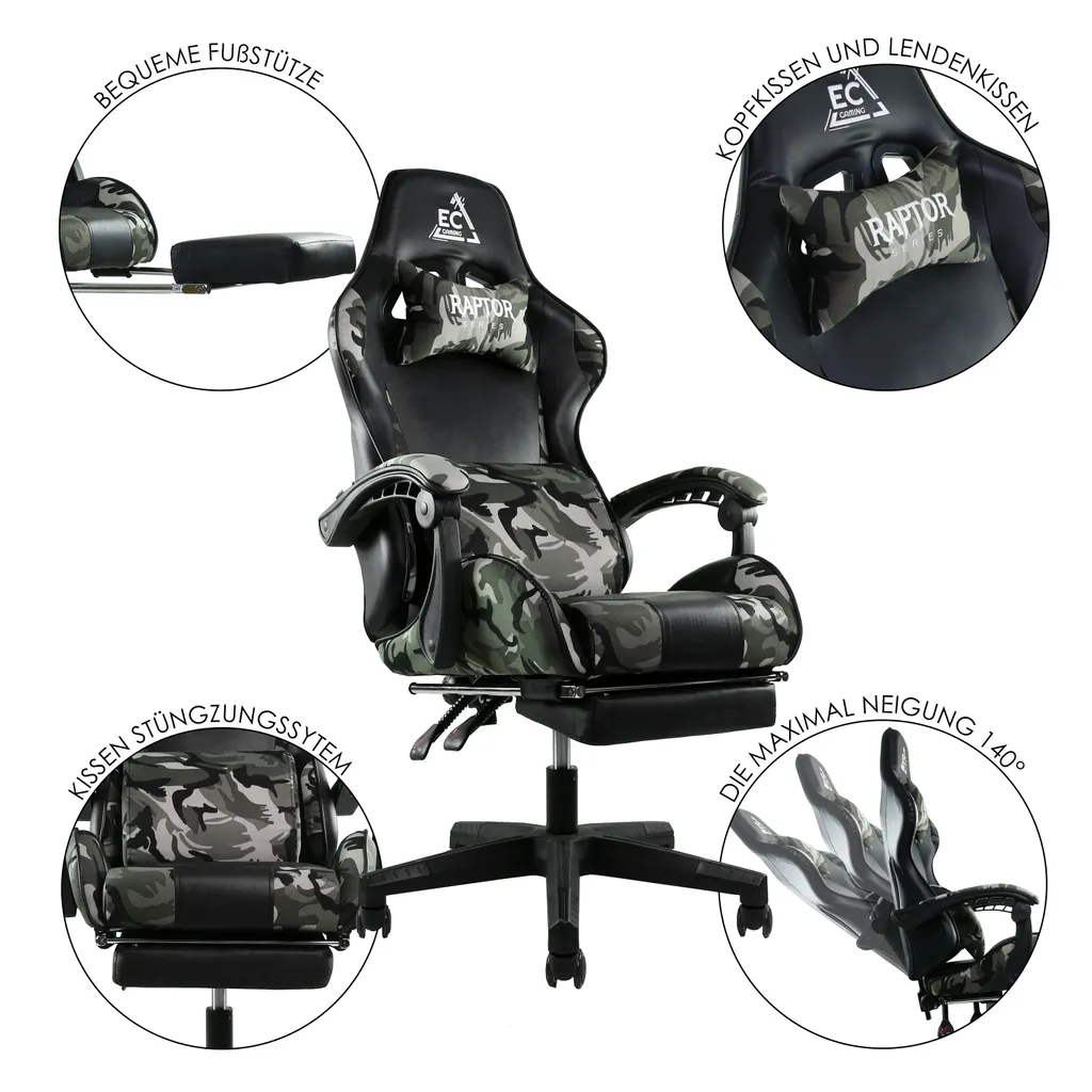 Military Gaming Stuhl mit Kopfstütze