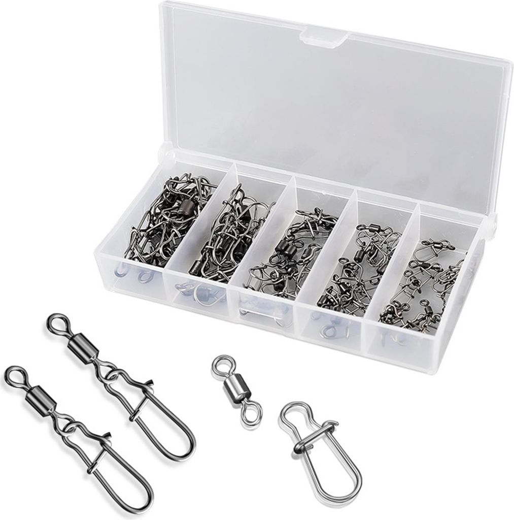 50-teiliges Angelstecker-Getriebeset, Edelstahlstifte, 360-Grad-Drehung, starke Spannung, Mini-Größe, drehbare Splinte