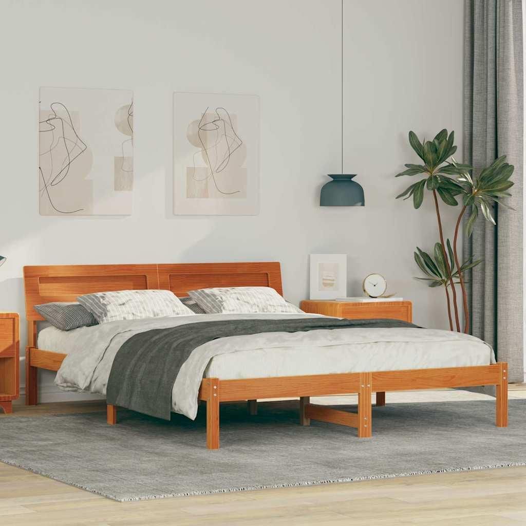Maison Exclusive - Bettrahmen Wachsbraun 160 x 200 cm Massives Kiefernholz