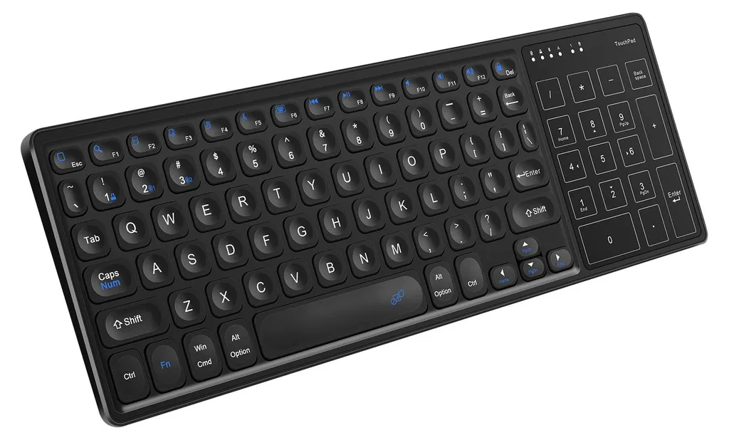 Clavier sans fil bimode 2.4G et Bluetooth avec pavé tactile intégré noir