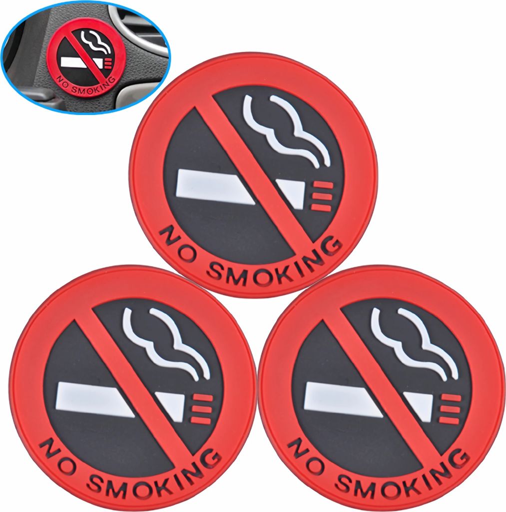 B71 3St/Set 3D Rauchen verboten Aufkleber Ø 5 cm No Smoking Schild Rauchverbot