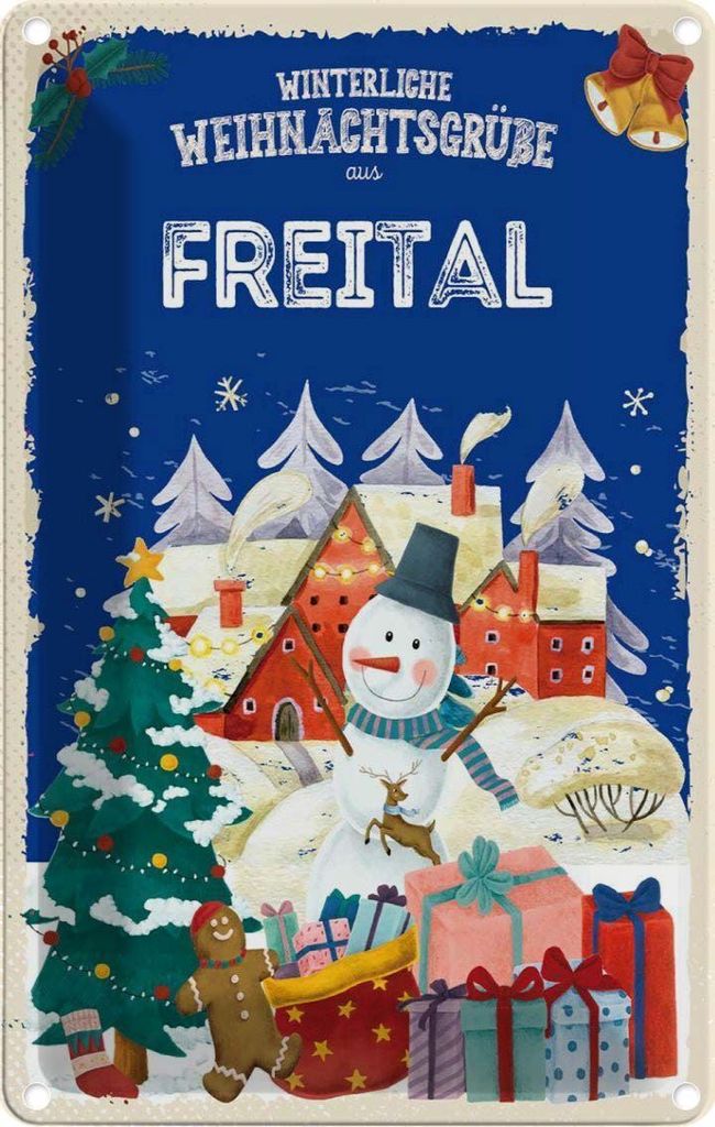 vianmo Blechschild 30x20 cm Weihnachtsgrüße aus FREITAL Weihnachten