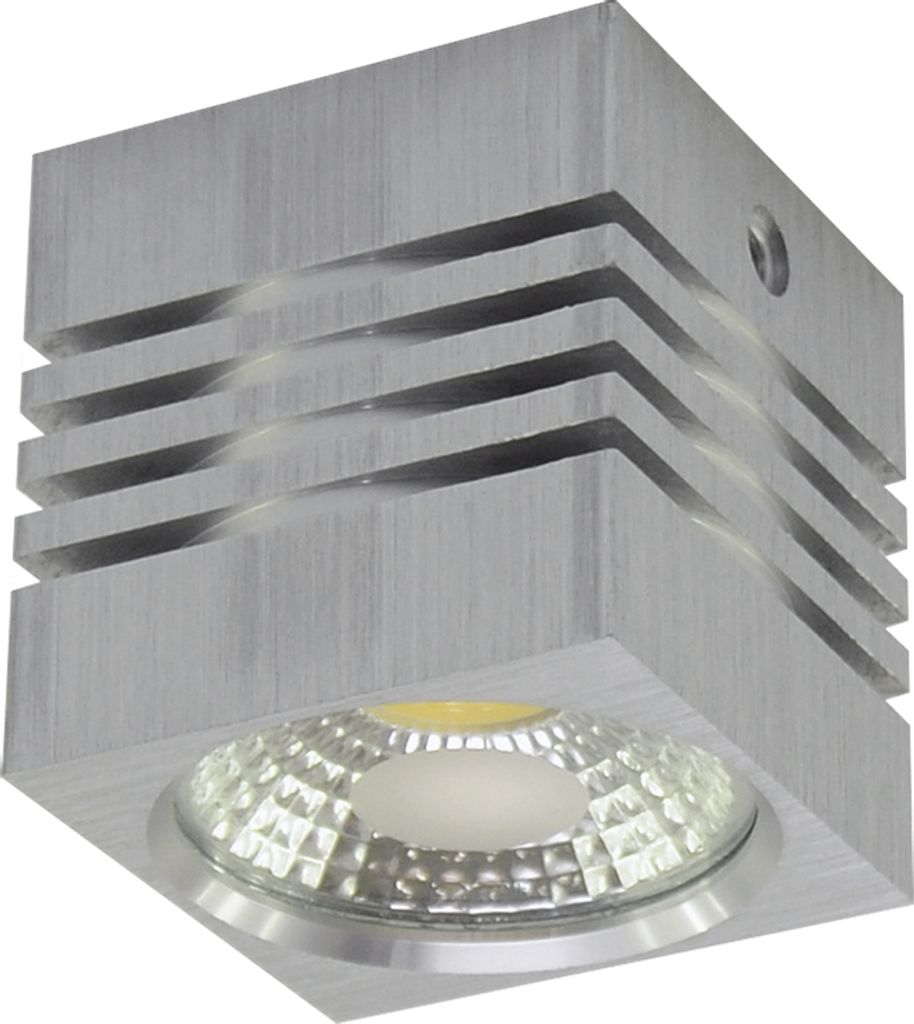 LED Deckenspot Aufputz Aluminium 270 lm 5,5 cm breit in Silber quadratisch