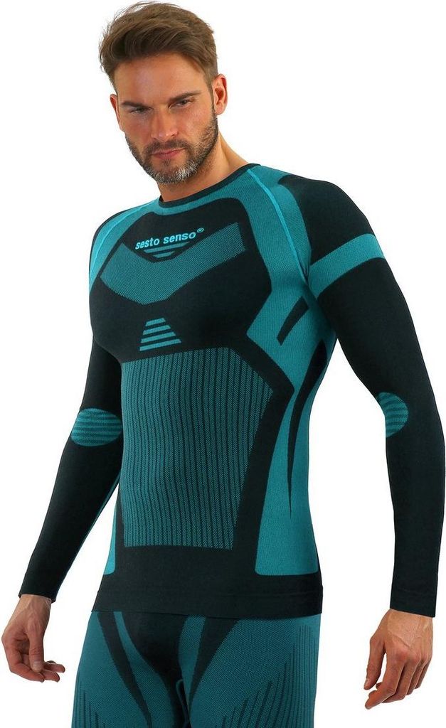 Sesto Senso Herren Thermoactive Langarmshirt - Atmungsaktiv, Thermisch, Antibakteriell, Ideal für Wintersport, Poliamid-Elasthan, Grün, Sportbekl...