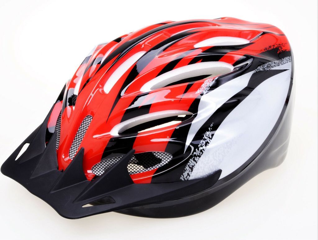 Fahrrad Schutzhelm M/L 55-59cm silber/schwarz/rot Helm für Radfahrer Fahrradzubehör Filmer 46604